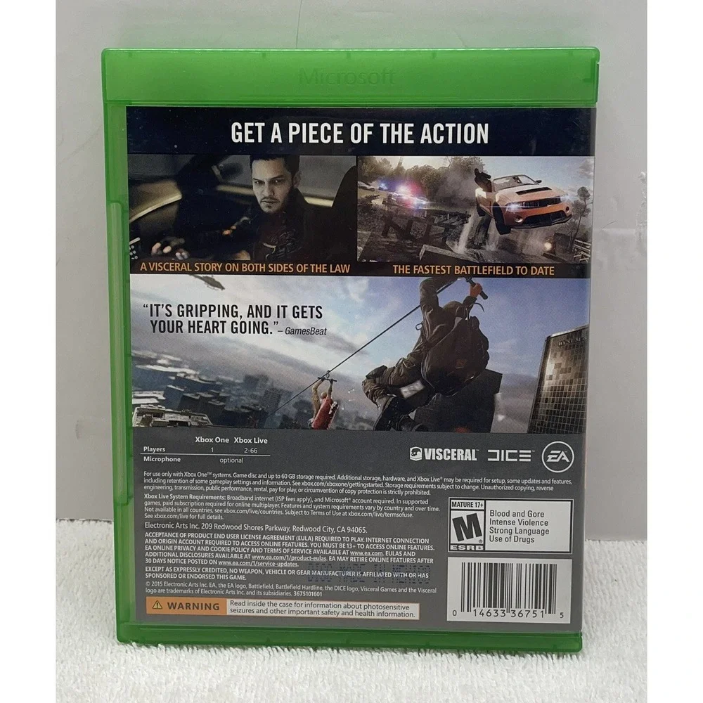 Battlefield Hardline Microsoft Xbox One Tested Working